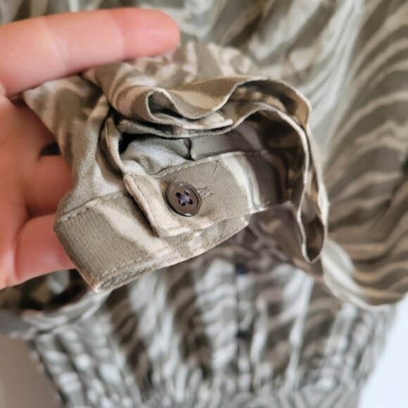 Rails Mini Dress Lightweight Long Sleeve Gray Olive Green Animal Print XS - Picture 6 of 12